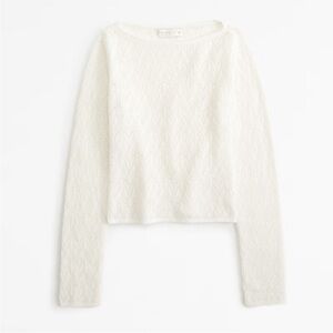 NWOT Abercrombie Merino Wool-Blend Slash Sweater Top in Cream